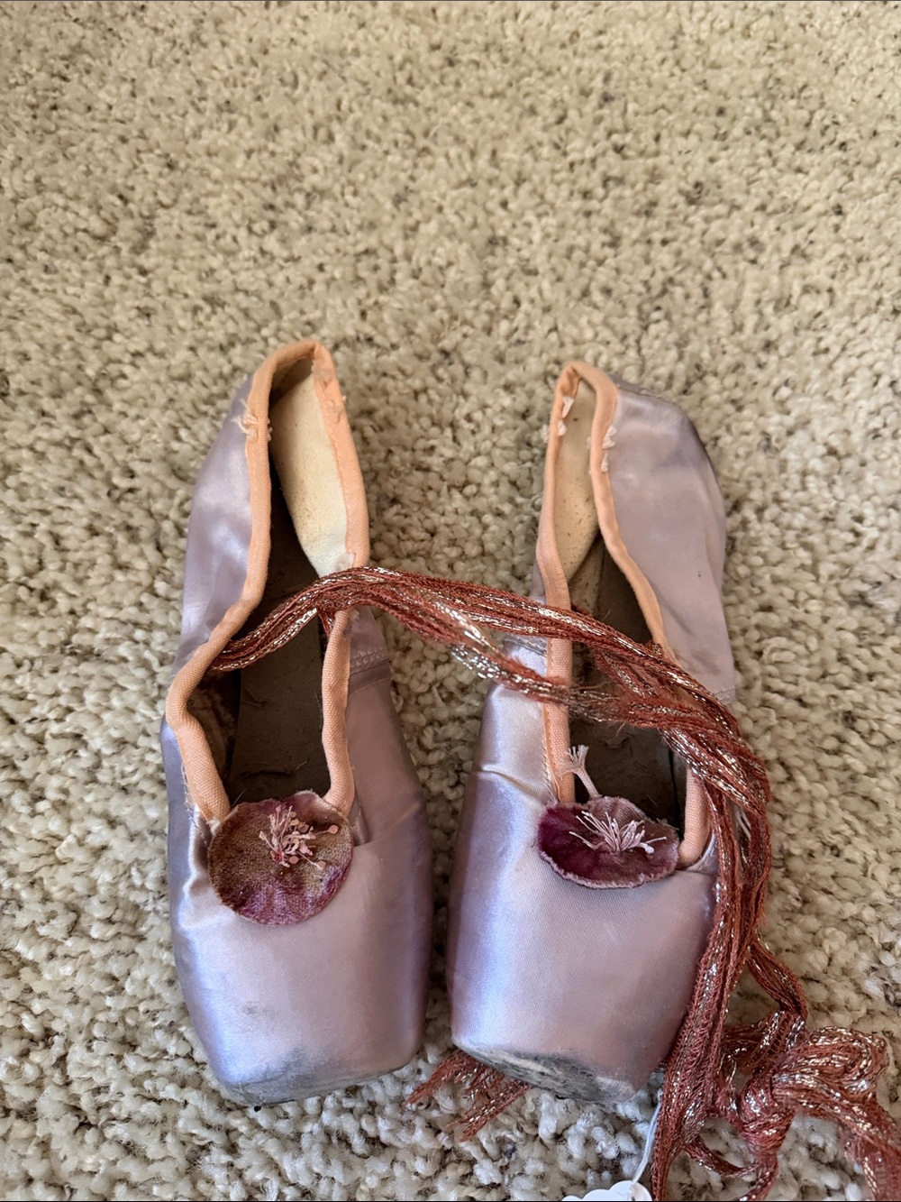 Women's Satin Pointe Ballet Shoes in Light Mauve